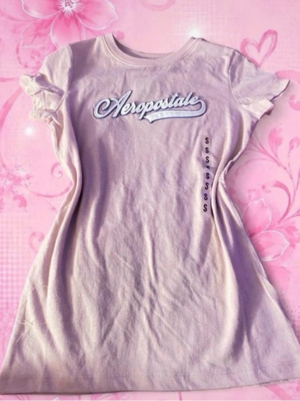 Y2K Aeropostale Light pink logo Ruffle Sleeve Tee